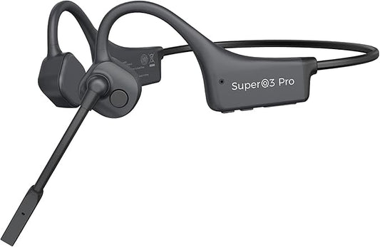 Bone Conduction Headphones with Mic Bluetooth 5.2 Open Ear Headphones with Boom Mic Wireless Headset Waterproof Earphones Conducting Headphones, Quick Charge, Multi-Point Pairing