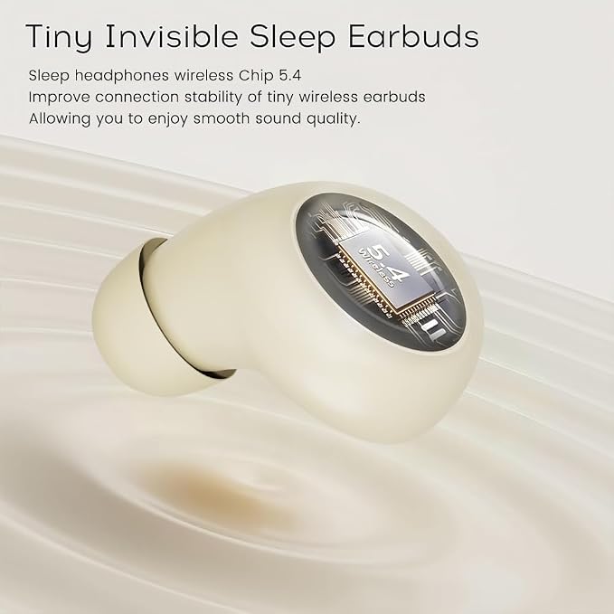 Mini Invisible Headphones Bluetooth 5.4 True Wireless Hidden in-Ear Earphones Sport Audio Earbud,Comfortable Mini Earbuds for Sleep Friendly Side Sleeping Earphones, for Work (Khaki)