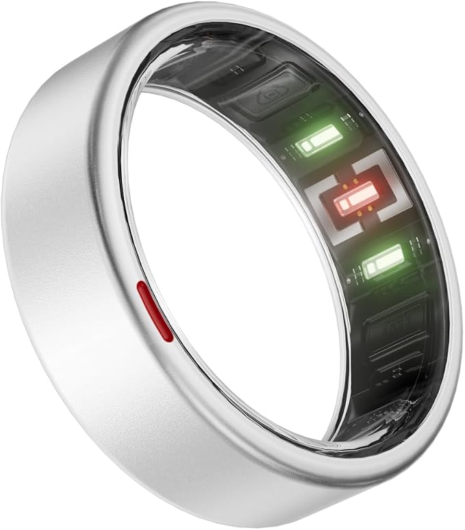 POBOVi Gen 2 Titanium Smart Ring for Women & Men, Sleep & Heart Rate Tracker, No Subscription, Size Before You Buy (Silver,7)