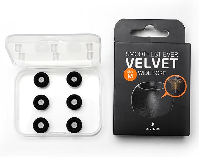 Divinus Velvet Wide Bore Silicone Eartips for 4-6mm Nozzle, Replaceable IEM Earbud Tips with Enhanced Sound Quality and Comfort (M(3 Pairs))