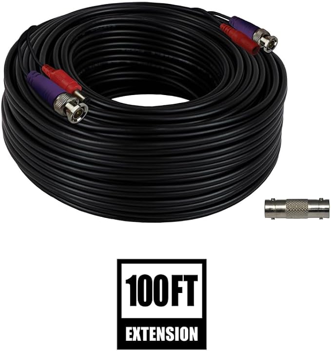 Night Owl 100 ft. in-Wall Rated Video/Power Camera Extension Cable with Extension Adapter