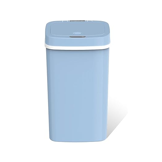 15L Smart Diaper Pail with Motion Sensor Lid | Touchless Hands-Free Baby Diaper Trash Can | Double Locking Seal | Slim Space-Saving Design | Quiet & Durable (Baby Blue)