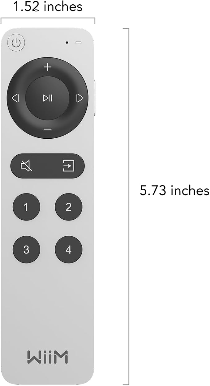 WiiM Voice Remote 2 for WiiM Music Streamers and Amplifiers | Push-to-Talk, 4 Smart Preset Buttons | Rechargeable Battery | Sleek Aluminum Design | 360° Bluetooth Remote