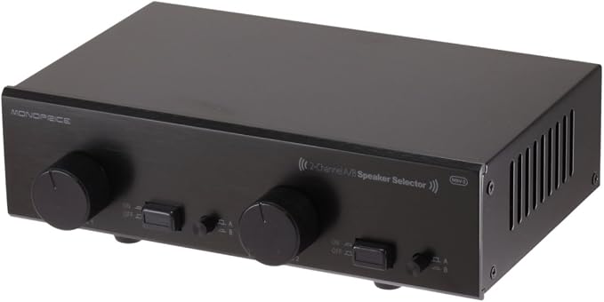 Monoprice 2-Channel A/B Speaker Selector - Black With Volume Control, Built In Independent Volume Controls, Accepts Wire Gauges Up To 14AWG