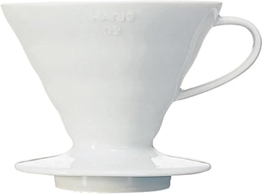 Hario V60 Ceramic Coffee Dripper Pour Over Cone Coffee Maker Size 02, White