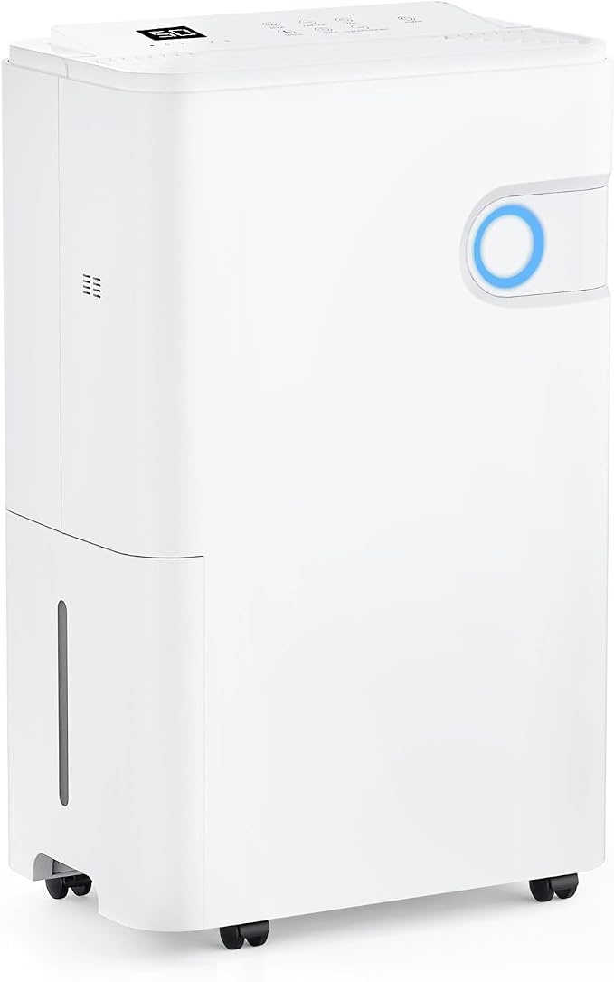 80Pints Dehumidifier with Drain Hose, 5,500 Sq.Ft Dehumidifier for Basement, 5L/1.32 Gallon Tank, Energy Star Cert. 42dB, Humidity Display Ring, Humidity Remover for Home, Bedroom & Bathroom