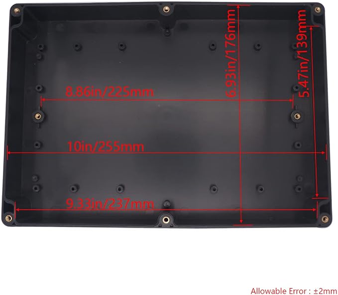 Project Box IP65 Waterproof Junction Box ABS Plastic Black Electrical Boxes DIY Electronic Project Case Power Enclosure Clear Cover 10.35“x7.17”x2.36“