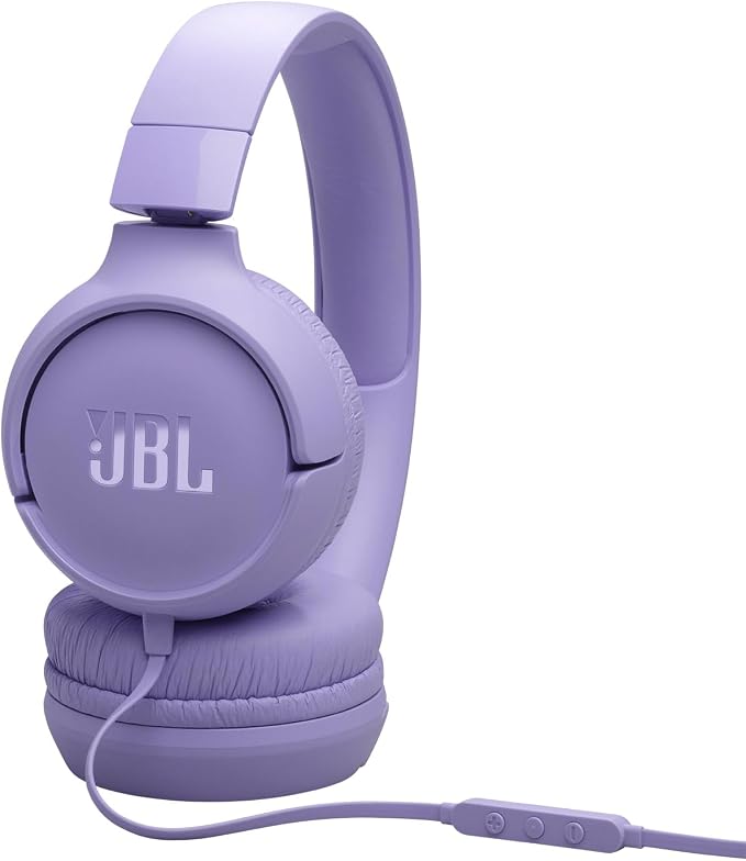 JBL Tune 520C - USB-C Wired on-Ear Headphones with Hi-Res Audio Support, JBL Pure Bass Sound, Comfort fit, USB-C connectivity, 3-Button Remote with Microphone and EQ presets Control (Purple)