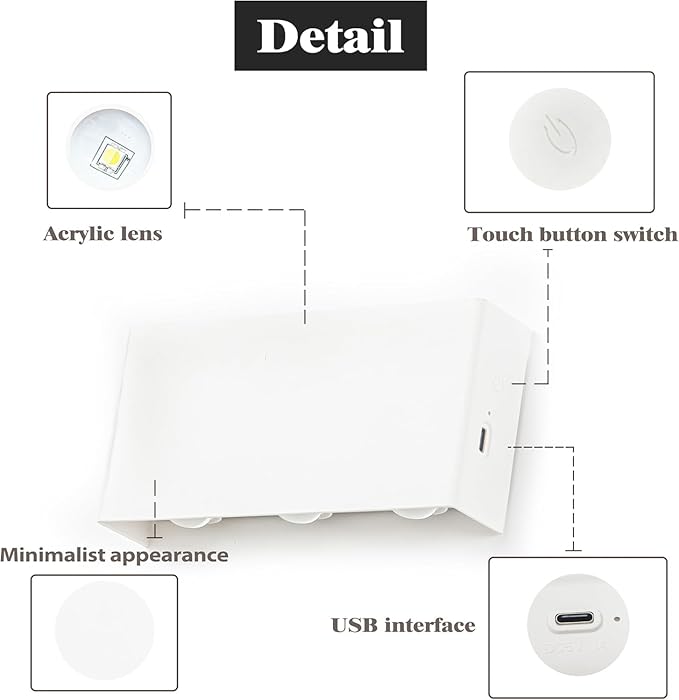 Shelprojsu LED Cordless Wall Sconce, 5200mAh Rechargeable Battery Operated Wall Lamp with Remote Control, 3 Colors and Dimmable Magnetic Wireless Wall Light (White, 1)