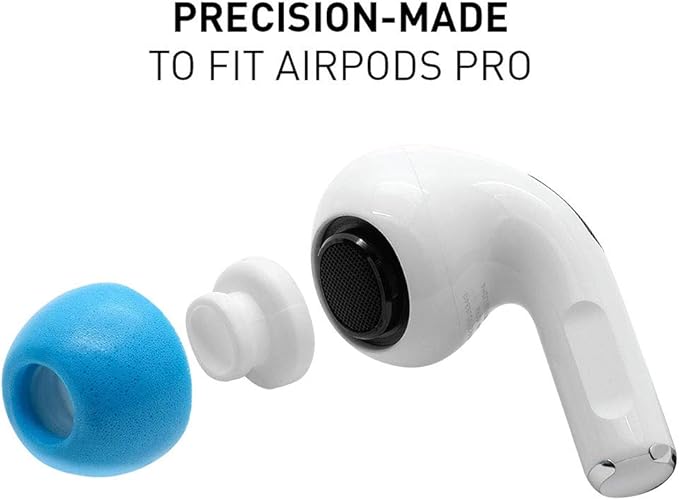 Eartune Fidelity UF-A Memory Foam Tips for AirPods Pro (1st & 2nd Gen) – Built-in Wax Guard, Enhanced Comfort, Secure Fit, Rich Bass, Case-Compatible – 3 Pairs - Small, [Blue]