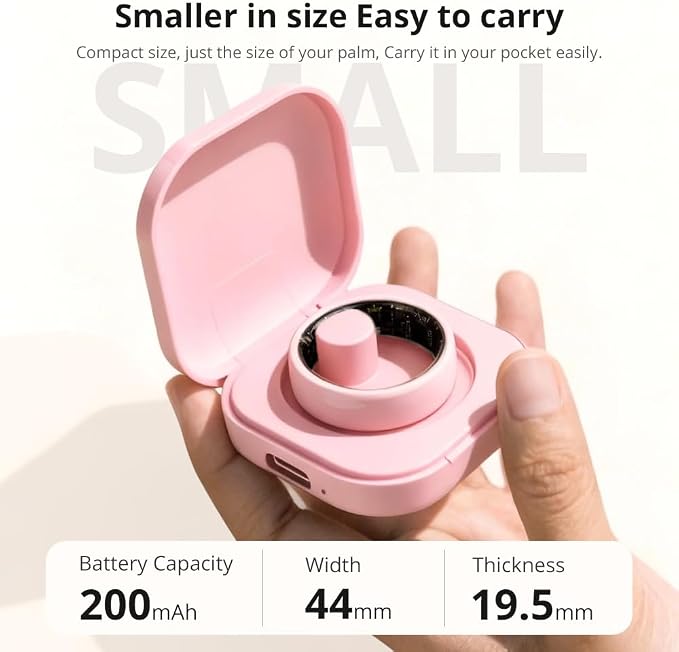 COLMI R02 Smart Ring, Smart Ring for Women and Men, No Subscription Fee, with a Charging Case, Supports Heart Rate, Blood Oxygen, Sleep Health Monitoring, and Sports Tracking Ring. (Pink Ceramic, 8#)