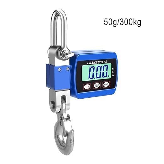 500Kg Digital Crane Scale Portable Hanging Heavy Duty 300Kg LCD Backlight Industrial Hook Scales Unit Change(300kg Blue)