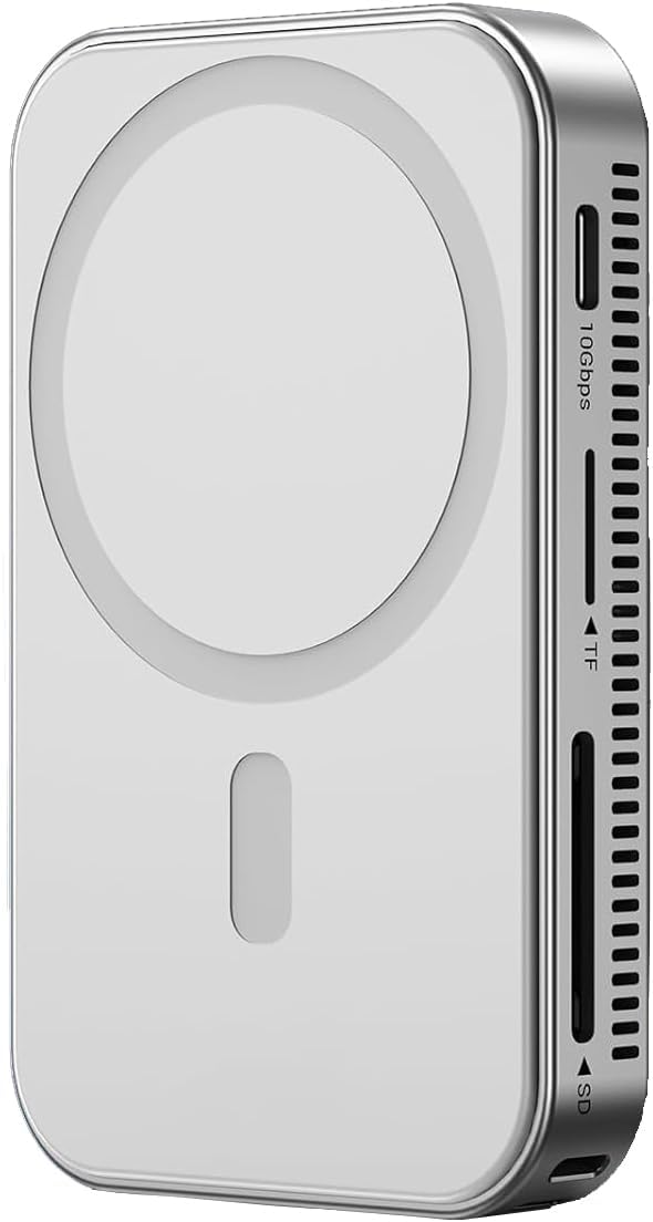10gbps Magnetic Docking Station, USB C Hub with NVMe M.2 SSD Enclosure for iPhone 17/16/15 Pro/Pro Max/Plus with Cooling Fan, Support SSD Size 2230/2242/2260/2280 B+M M-Key