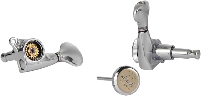 KAISH 18:1 Gear Ratio Guitar Locking Tuners Machine Heads Guitar Locking Tuning Keys Pegs for Strat/Tele/LP/SG most Electric or Acoustic Guitars Chrome