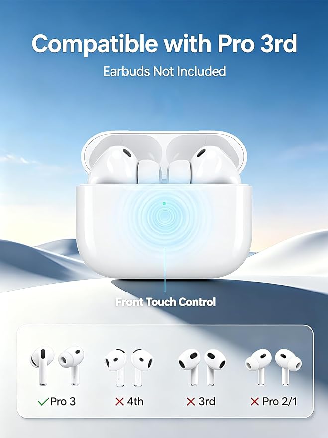 Replacement Charging Case for AirPods Pro 3rd Generation, Only Compatible with AirPods Pro 3rd Gen, Type-C Charging & Wireless, Touch-Control Pairing, Earbuds Not Included