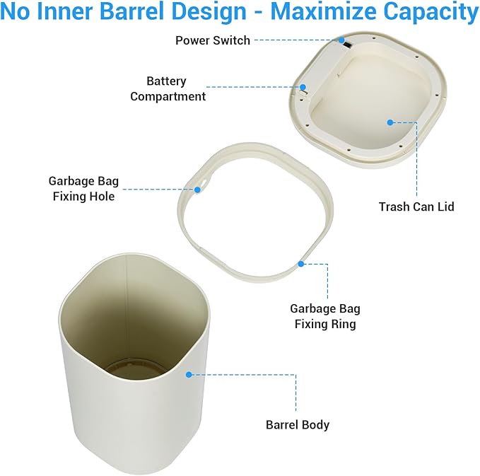 GarveeHome 8 gal Motion Sensor Trash Can with Lid, Automatic Kitchen Garbage Can Touchless, 30 L Smart Stainless Steel Waste Bin for Home Office Kitchen Bathroom, Beige
