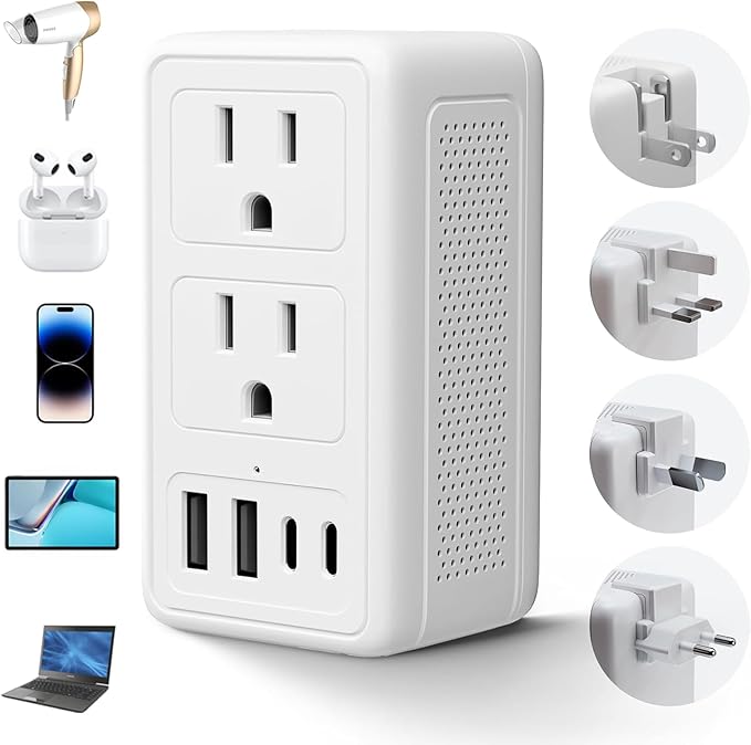 2000W 220V to 110V Voltage Converter US to Europe for Hair Dryer, Converter for European Travel, International Universal Travel Adapter (White)