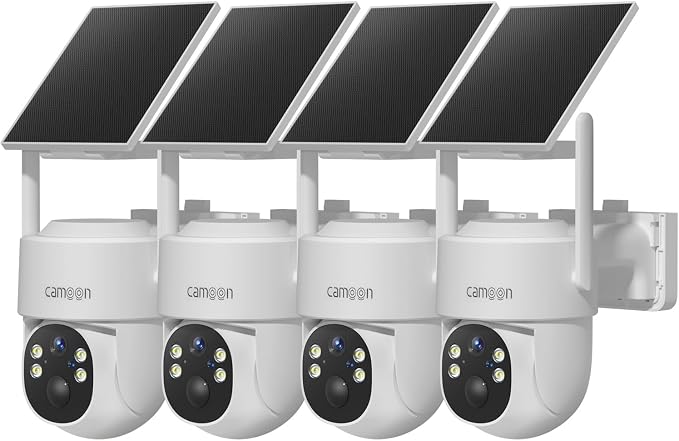 2K Solar Security Cameras Wireless Outdoor, 5/2.4Ghz WiFi Cameras for Home Security, Color Night Vision, Human Detection, Two-Way Audio, SD/Cloud Storage(4 Cameras)