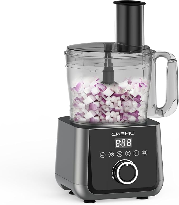 Smart Food Processor and Vegetable Chopper, 12 Cup Bowl, 6 Functions for Chopping, Slicing, French Fries, Purees & Dough, Food Chute & Pusher, Silver