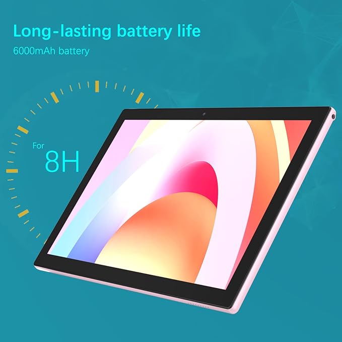 Tablet 64GB 10 Inch Tablet, Android Tablets, 6000mAh Battery Quad Core HD Touch Screen Tableta Computer 2MP+8MP Dual Cameras WiFi BT Google Play Tabletas. (Pink)