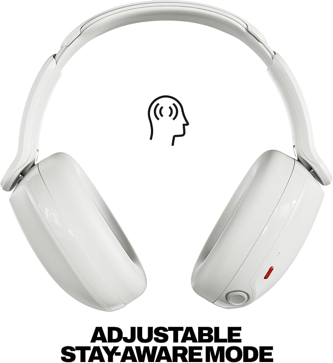 Skullcandy Hesh 360 Wireless Over-Ear Bluetooth Headphones, Up to 100 Hours Battery, Noise Isolating Fit, Flat-Folding Collapsible Design, Microphone iPhone Android - Bone