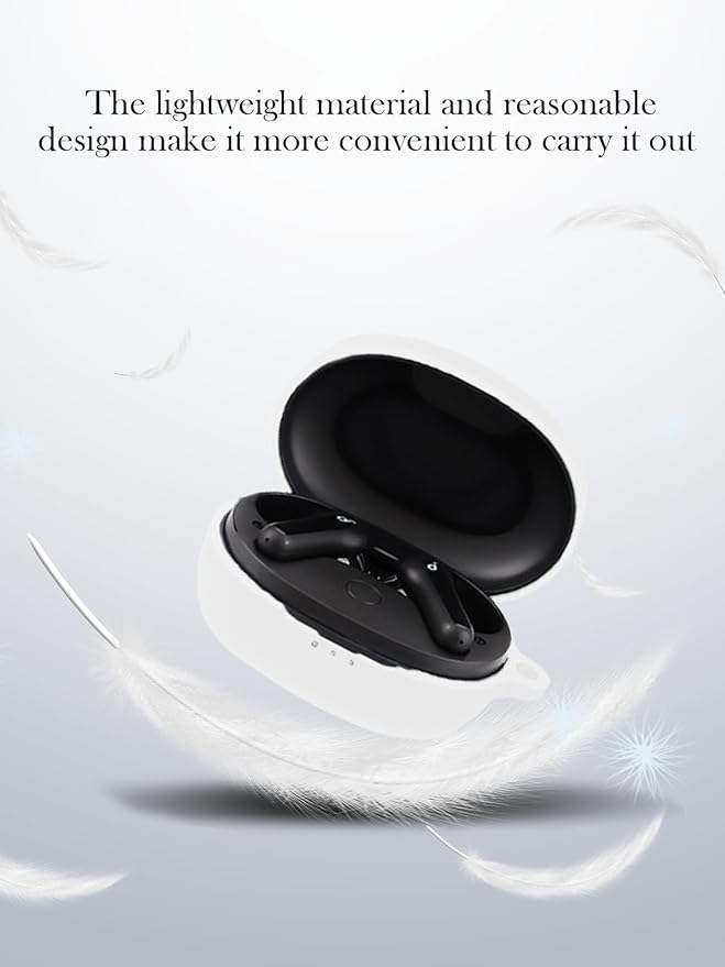 Case for Soundcore Anker Life P2 mini True Wireless Earbuds,Soft Protective,BOVUGAC Silicone Case Cover with Keychain & Cleaning Kit & Lanyard for Anker Life P2 mini-White