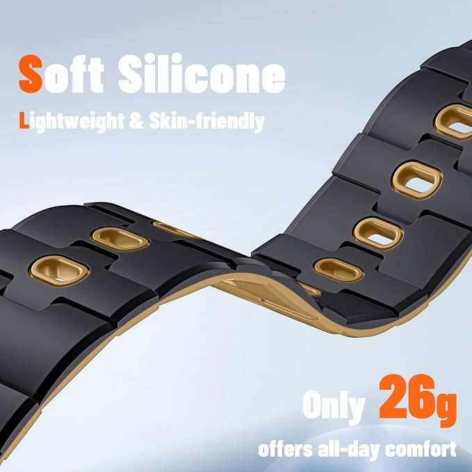 Bandletic No Gap Magnetic Band Compatible with Samsung Galaxy Watch 7 6 5 4 FE 40mm 44mm/for Galaxy Watch 6 4 Classic 43mm 47mm 42mm 46mm/Watch 5 Pro 45mm, 20mm Soft Silicone Watch Bands for Men Women