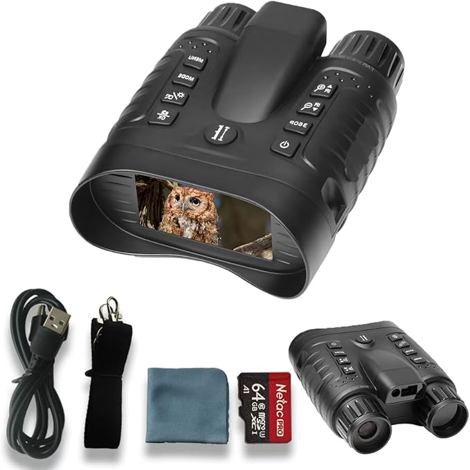 Night Vision Goggles with Rangefinder, 4K Night Vision Binoculars for Adult with 3.2''HD Screen & 4500mAh Rechargeable Battery, 64GB TF Card, 1600FT Viewing Range for Hunting, Camping