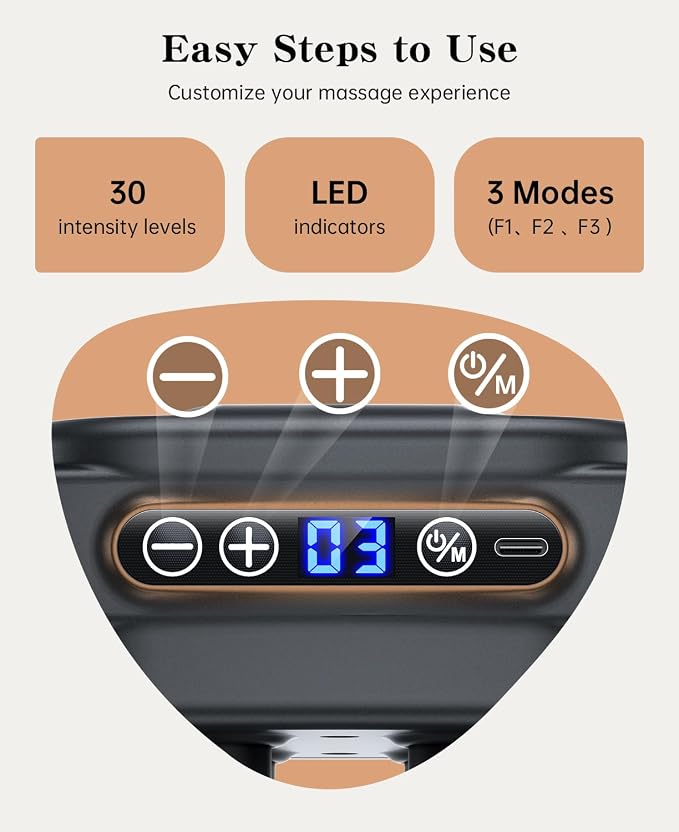 16 Head Massage Gun Deep Tissue, Back Massager for Athletes for Pain Relief, Multi Head Massage Gun with 3 Modes & 30 Intensities Silent Gifts for Men Women