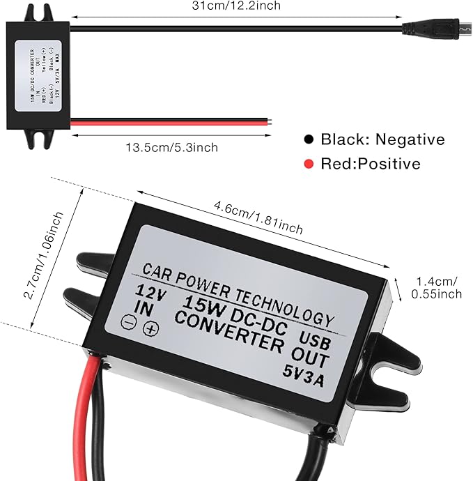 Weewooday Waterproof 12v to 5v Converter DC-DC Buck Module Micro USB Power Adapter Car Power Converter Regulator Compatible with Vehicle Car Truck Volt (2 Pieces)