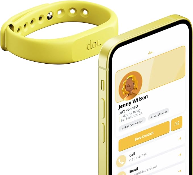 dot. Band - Digital Business Card Wristband - Tap Compatible with iPhone & Android (Yellow)