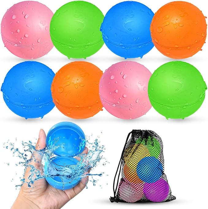 Reusable Water Balloons, Water Bombs Splash Ball, Magnetic Water Ball for Outdoor Games, Summer Party(8Pcs)