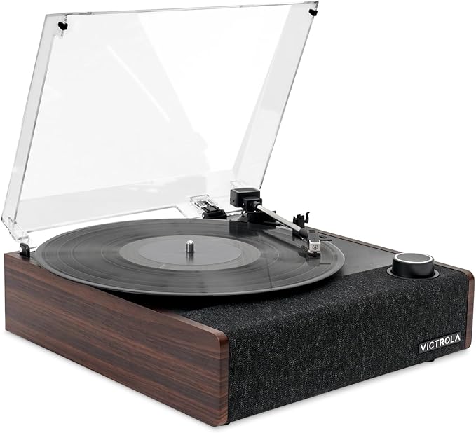 Victrola Eastwood II Record Player with Speakers – Bluetooth 5.1 and Vinyl Stream Technology, Vintage Style 3-Speed Vinyl Player, Audio Technica AT-3600LA Cartridge (Espresso)