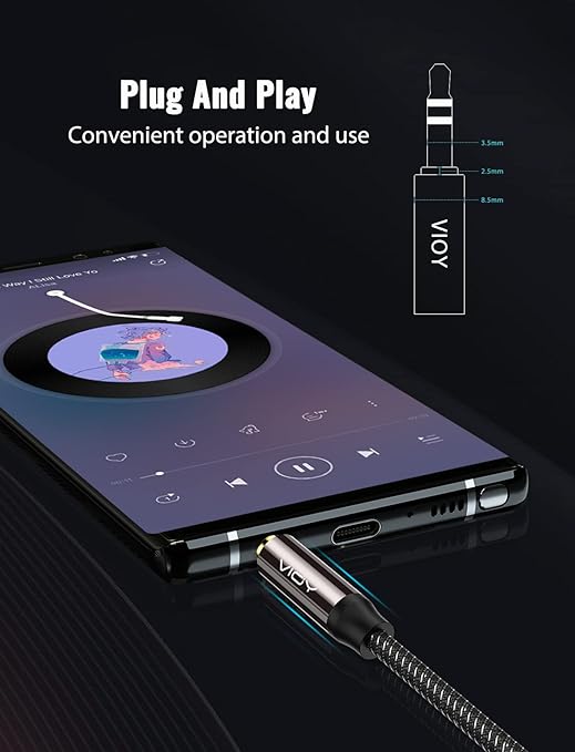 VIOY Aux Cable (15 ft), [Copper Shell, Hi-Fi Sound] 3.5 mm Male to Male Braided Auxiliary Cord Compatible with Headphone, Smartphone, Home/Car Stereo, Speaker, Echo & More