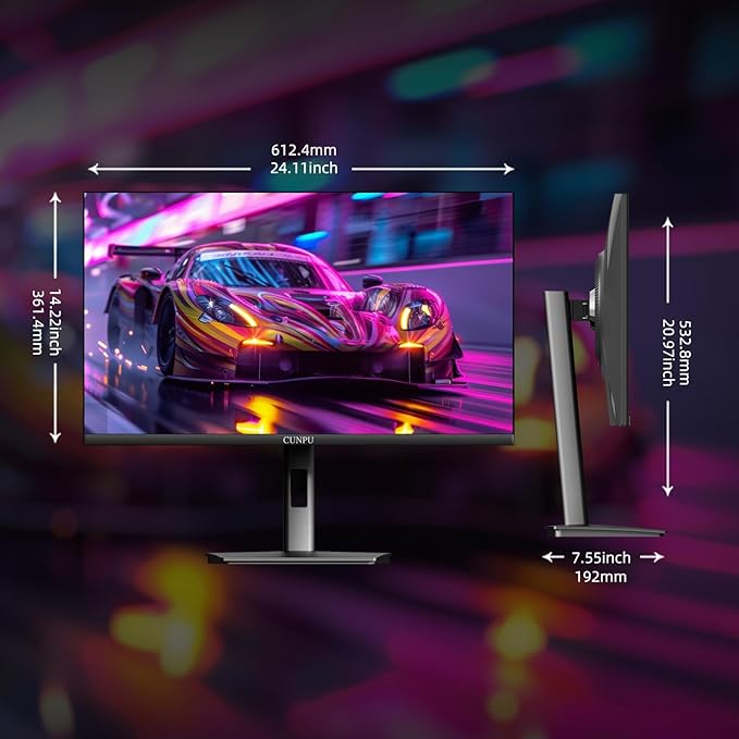 CUNPU 27 Inch 1440p Gaming Monitor 200Hz, 1ms, Fast IPS Screen, HDR400, 127% sRGB Color Gamut, Tilt Adjustable Stand, Adaptive Sync Technology, HDMI & DP Ports, 2K Monitor, Black