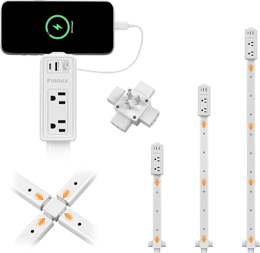 Electrical Outlet Extender Stick - Features USB-A, USB-C and 2 AC Outlets, Extends 6"-34" Extendable Outlet Extender with 4-Way Plug, Access Hard-to-Reach Outlets Behind Couches, Nightstands - 1 Pack