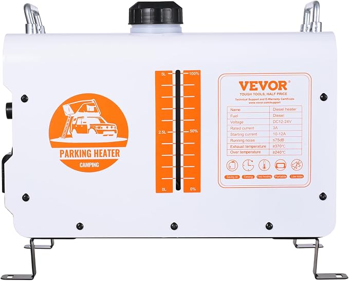 VEVOR 8KW Diesel Heater, 12V/24V All in One Diesel Air Heater, with Bluetooth APP Control, Remote Control and Display Screen, CO Alarm, Fast Heating Portable Diesel Heater for Vehicles and Outdoors