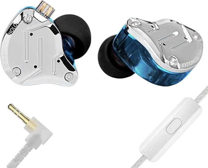 KZ ZS10 PRO in Ear Monitor Headphones, 4BA+1DD 5 Hybrid Driver Gaming Earbuds Wired Earphones, HiFi Clarity Sound Immersive Bass IEMs for Gaming Musicians Singers Audiophiles (Blue with Microphone)