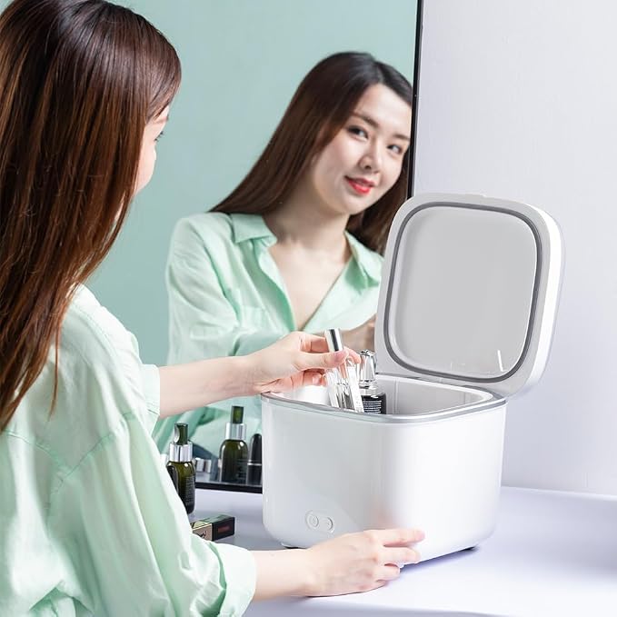 Skincare Fridge - Mini Fridge Cooler and Warmer for Makeup Red