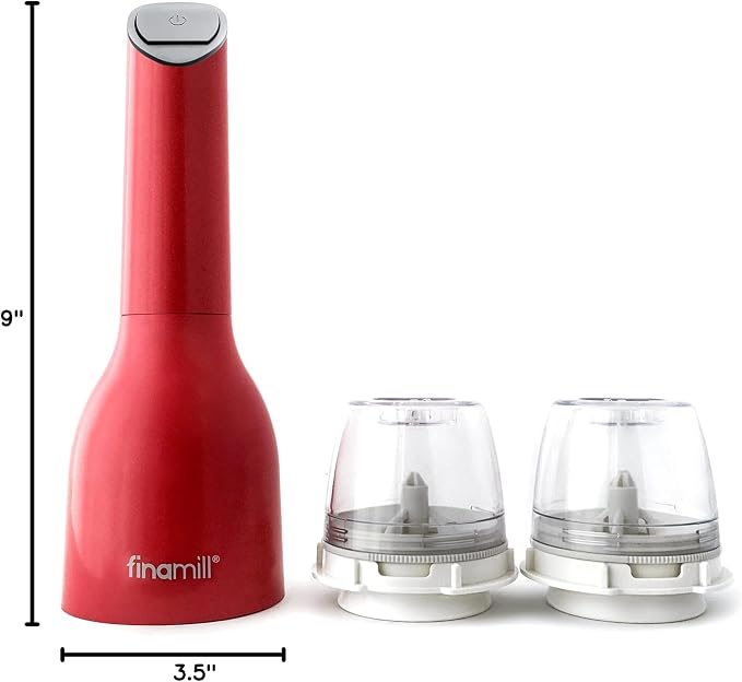 FinaMill’s Award-Winning Battery Operated Salt and Pepper Grinder Set – Adjustable Coarseness, Ceramic Grinding Elements, LED Light, 2 Quick-Change Pods – Perfect for Home Cooking and Gifting