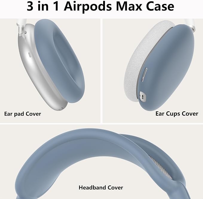 Silicone Case Cover for AirPods Max Headphones, Ear Pad Case Cover/Ear Cups Cover/Headband Cover for AirPods Max 2/1 (2026/2024/2020)(USB-C/Lightning), Accessories for Apple AirPods Max 2, Lavender