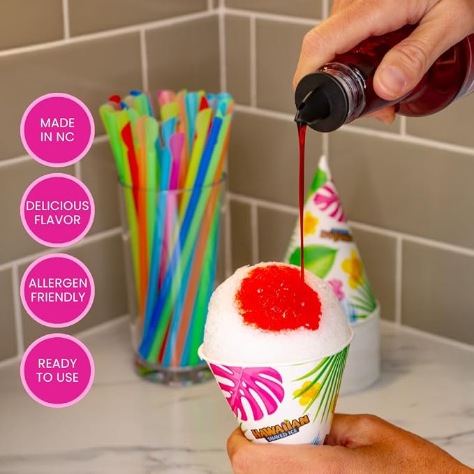 Hawaiian Shaved Ice S700 Kid-Friendly Snow Cone Machine Kit with 3-16oz. Syrup Flavors and Accessories bundled with Hawaiian Shaved Ice S700 Snow Cone Machine with 6-16oz. Syrups and Accessories