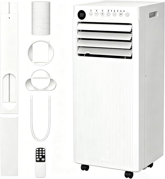 Electactic 8000 BTU Portable Air Conditioners, 4-in-1 Portable AC Unit Up to 350 Sq.Ft., Air Conditioner Portable with Cool, Fan, Dehumidifier, Auto Drain, 24H Timer, Remote & Window Kit, for Bedroom