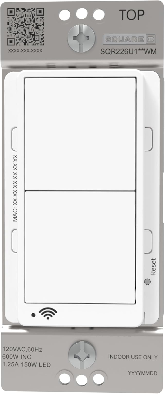 Square D by Schneider Electric X Series 15 Amp WiFi Energy Monitoring Light Switch, Single-Pole/3-way, 600 Watt, Rocker, Matter Certified, Works with Alexa, Google Home, Apple Home, Matte White