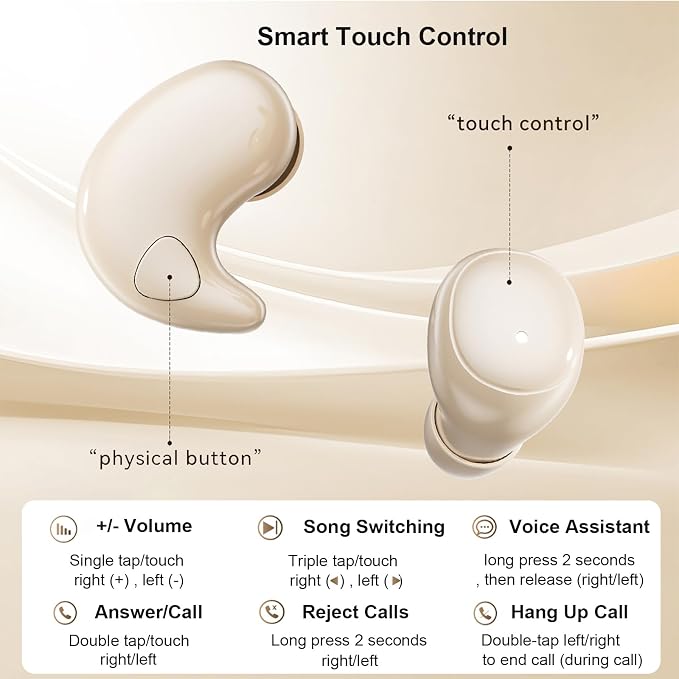 2-Pack Sleep Earbuds for Sleeping, Noise Cancelling Bluetooth Headphones for Side Sleepers with Charging Case, Small Mini Invisible Wireless Ear Buds for Small Ear Canals