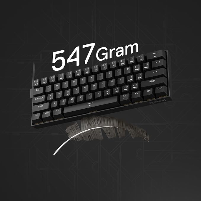 Redragon K617 HE Rapid Trigger Gaming Keyboard, 60% 61 Keys Wired Mechanical Keyboard w/Hyper-Fast Actuation, Dedicated Hall Effect Magnetic Switch, Actuation Point Adjustable, Essential Black