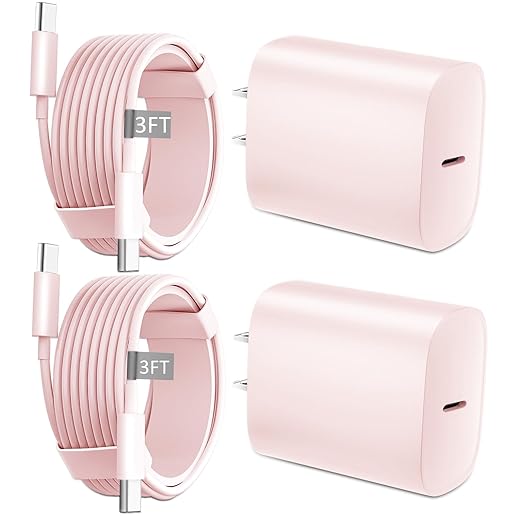 Phone 17 16 15 Charger Fast Charging Type C Chargers USB C Fast Charger Block & Phones 17 Charger Cord 3FT Long USB C Charging Cable for i.Phone 17/17 Pro/17 Pro Max/Air/Phone 16 15 Pro Max,Pink