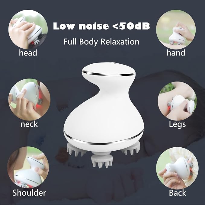 Head Massager with Red Light Therapy, Waterproof Scalp Massager, Red Light massge Ball, Trigger Point Tool for Full Body Pain Relief & Recovery