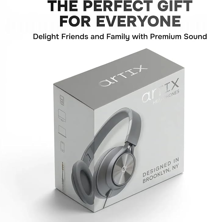 ARTIX CL750 Wired Headphones with Mic — Noise Isolating On-Ear Headphones for Computer and Laptop Wired, Plug in Corded Headphone with Wire (Foldable, Aux Jack 3.5mm)