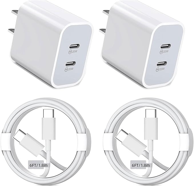for iPhone 17 Charger Fast Charging, 40W Dual Port USB C Wall Charger Fast Charging Block with 6FT Long USB C to C Charging Cord Compatible with iPhone 16/15/15 Plus/15 Pro/15 Pro Max